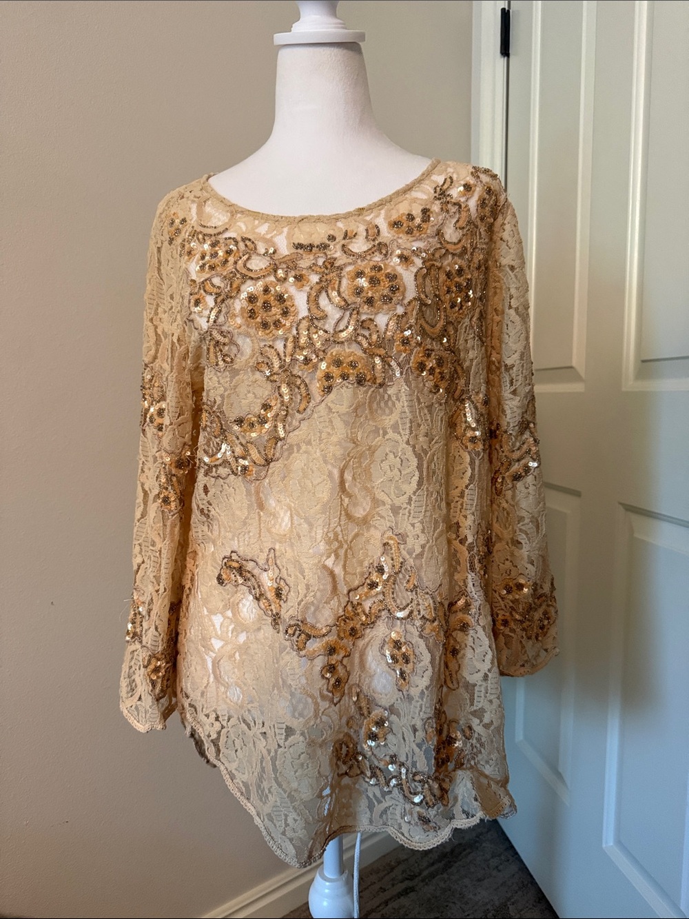 Sundance Gold Lace Sequin Tunic